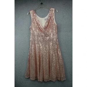 Grace Karin Sleeveless Allover Sequins V-Neck Dress-Size Large-Lined